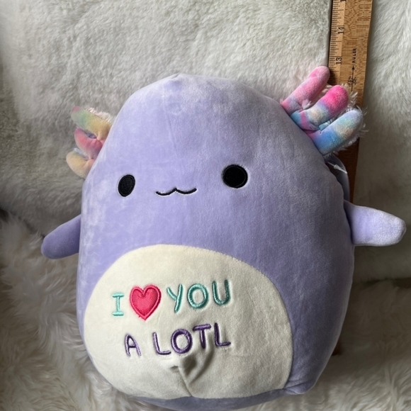 NWT Monica the Axolotl 12' RARE "Love U A Lotl” Valentine Plush Toy NWT 💜💜 - Picture 8 of 11
